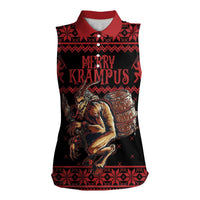 Merry Krampus Creepy Christmas Holiday Women Sleeveless Polo Shirt Red Version - Wonder Print Shop