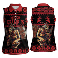 Merry Krampus Creepy Christmas Holiday Women Sleeveless Polo Shirt Red Version - Wonder Print Shop