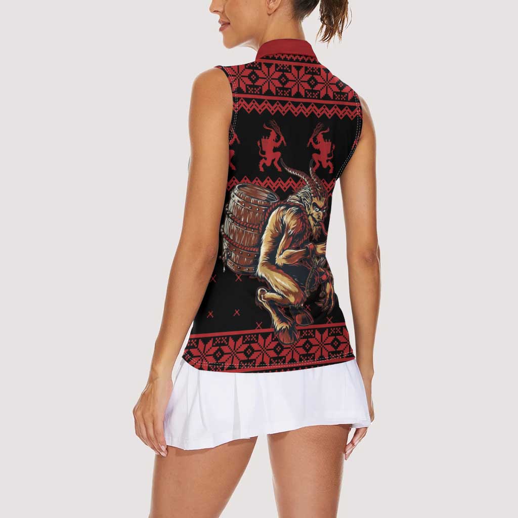 Merry Krampus Creepy Christmas Holiday Women Sleeveless Polo Shirt Red Version - Wonder Print Shop