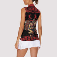 Merry Krampus Creepy Christmas Holiday Women Sleeveless Polo Shirt Red Version - Wonder Print Shop
