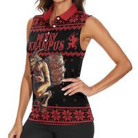 Merry Krampus Creepy Christmas Holiday Women Sleeveless Polo Shirt Red Version - Wonder Print Shop