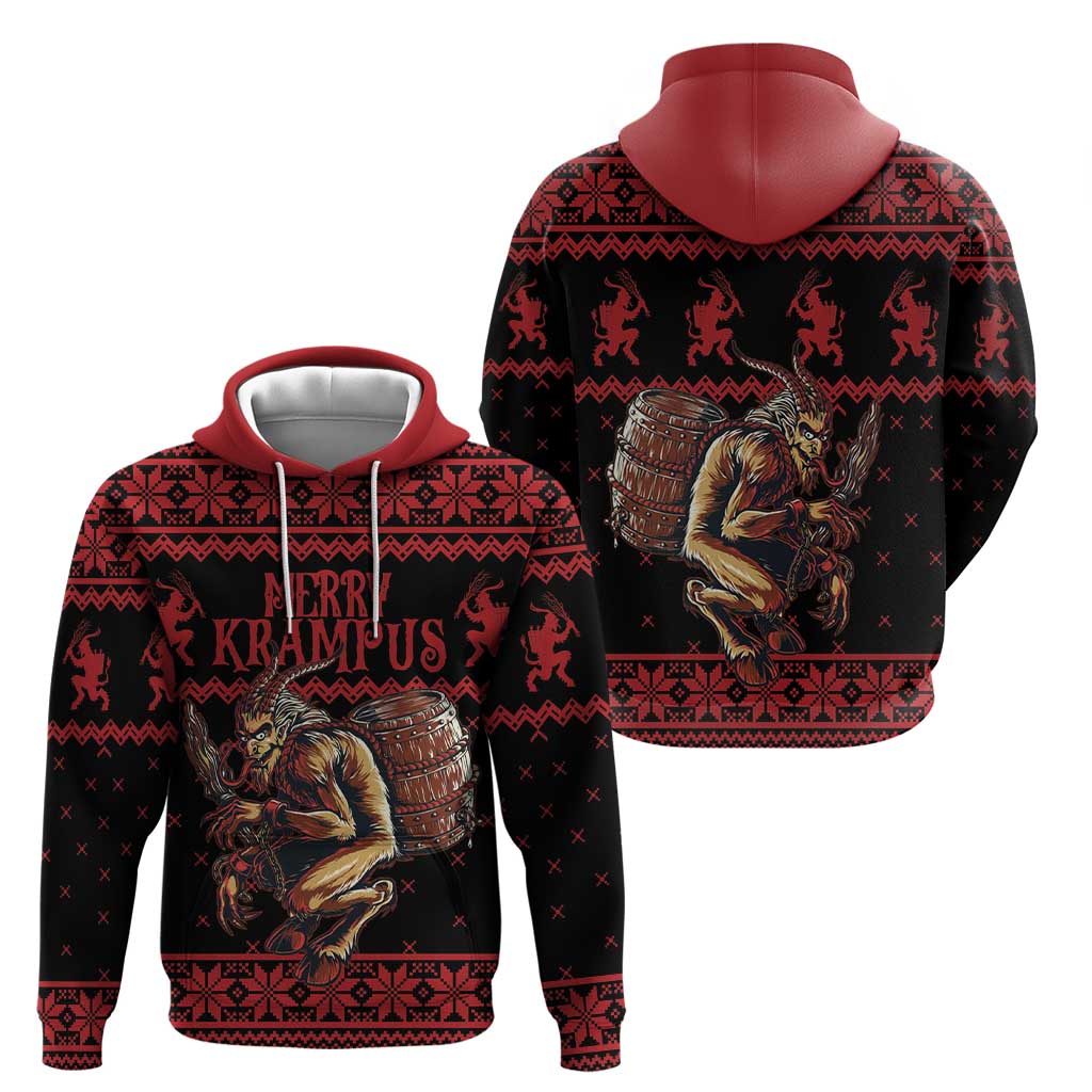 Merry Krampus Creepy Christmas Holiday Zip Hoodie Red Version - Wonder Print Shop
