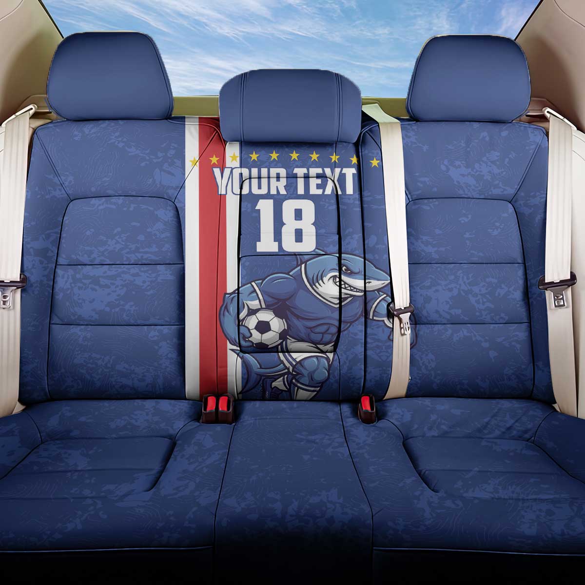 Cape Verde Football Custom Back Car Seat Cover Pride Of The Islands - Wonder Print Shop