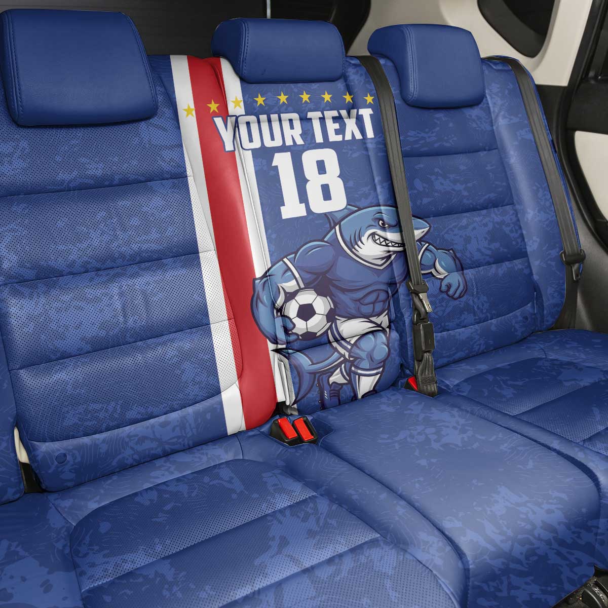 Cape Verde Football Custom Back Car Seat Cover Pride Of The Islands - Wonder Print Shop