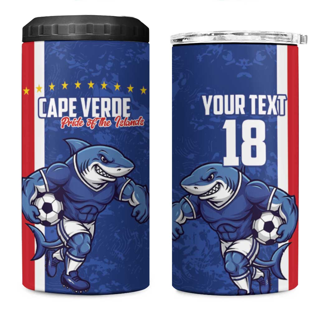 Cape Verde Football Custom 4 in 1 Can Cooler Tumbler Pride Of The Islands - Wonder Print Shop