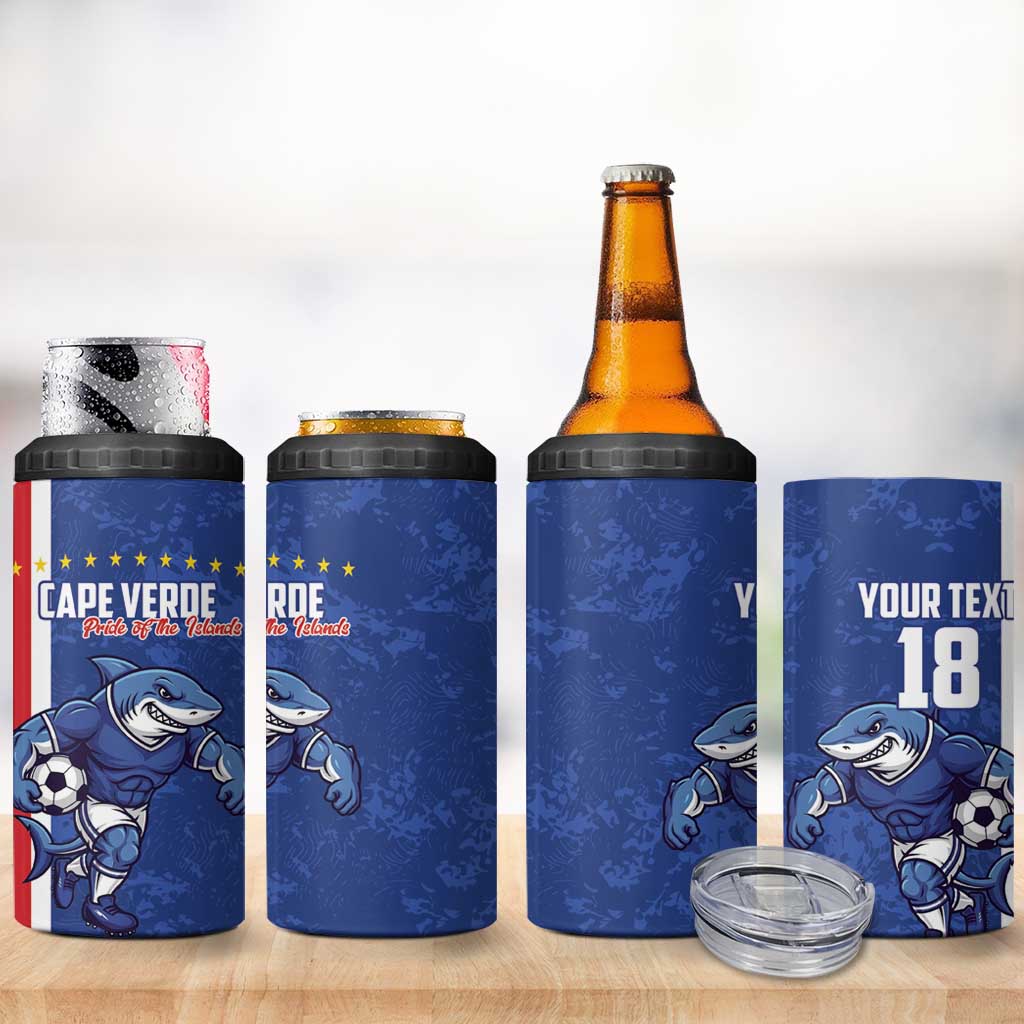 Cape Verde Football Custom 4 in 1 Can Cooler Tumbler Pride Of The Islands - Wonder Print Shop