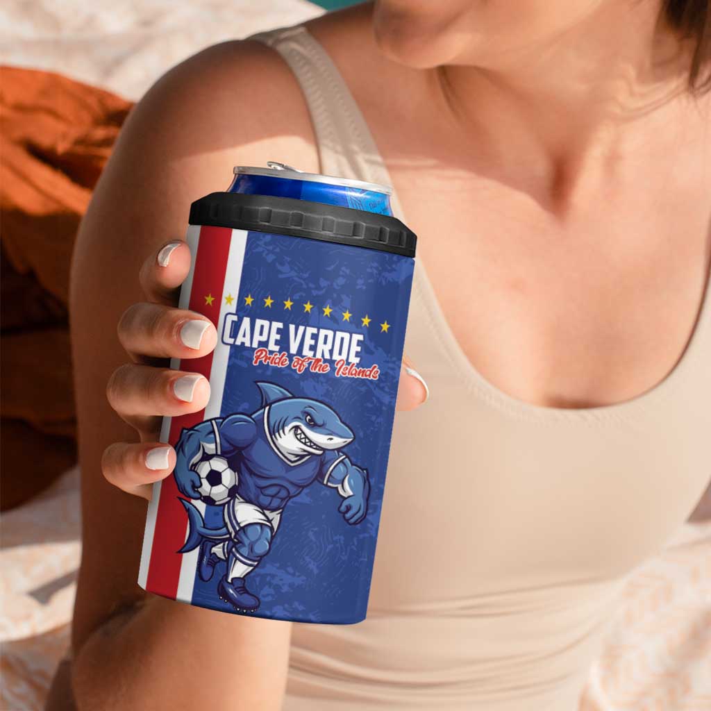 Cape Verde Football Custom 4 in 1 Can Cooler Tumbler Pride Of The Islands - Wonder Print Shop