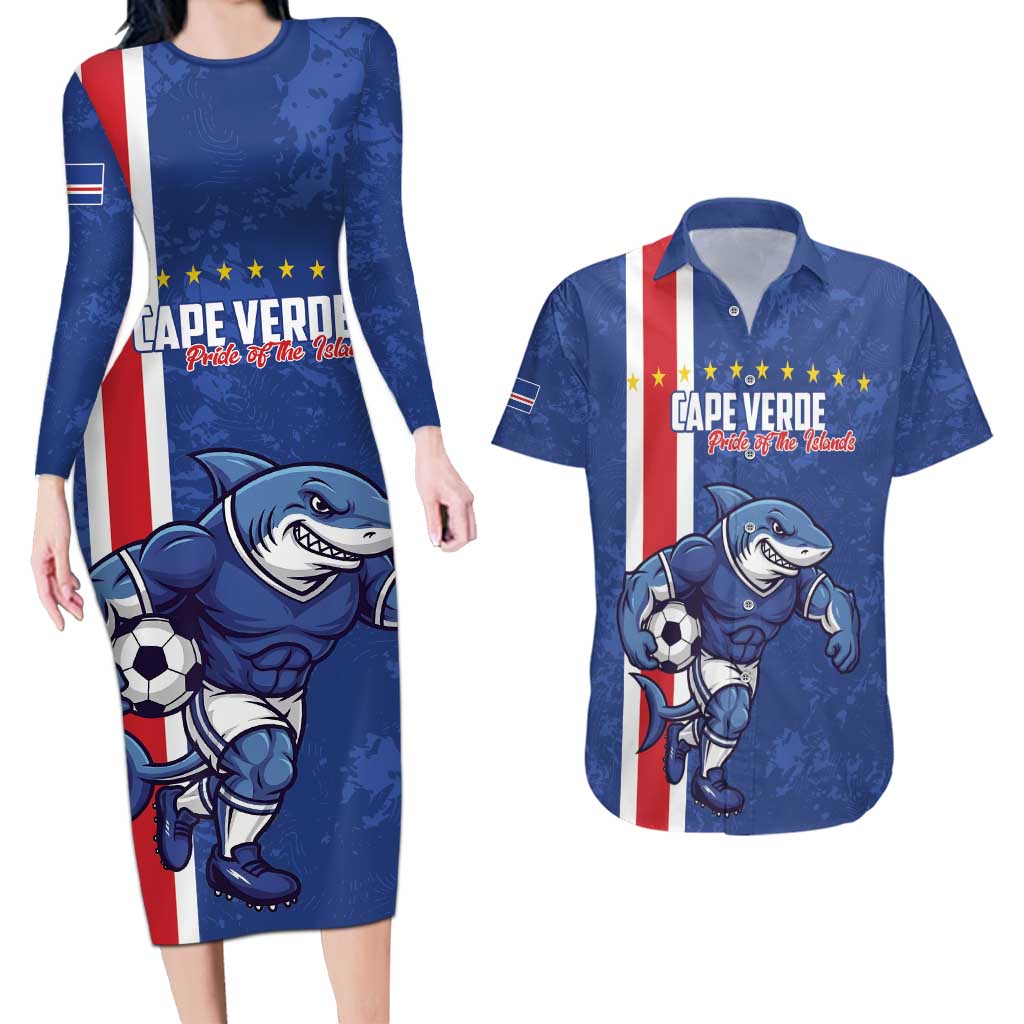 Cape Verde Football Custom Couples Matching Long Sleeve Bodycon Dress and Hawaiian Shirt Pride Of The Islands - Wonder Print Shop