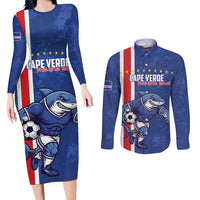 Cape Verde Football Custom Couples Matching Long Sleeve Bodycon Dress and Long Sleeve Button Shirt Pride Of The Islands - Wonder Print Shop