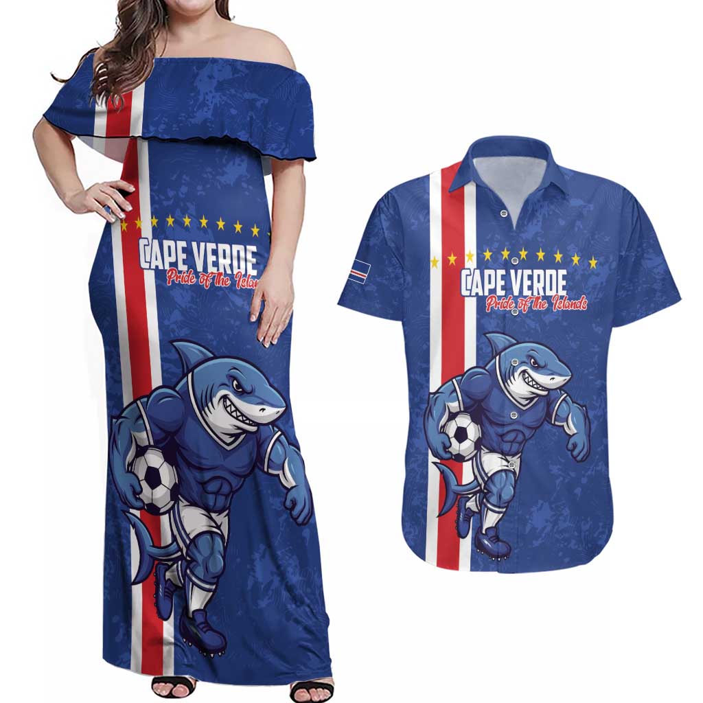 Cape Verde Football Custom Couples Matching Off Shoulder Maxi Dress and Hawaiian Shirt Pride Of The Islands - Wonder Print Shop
