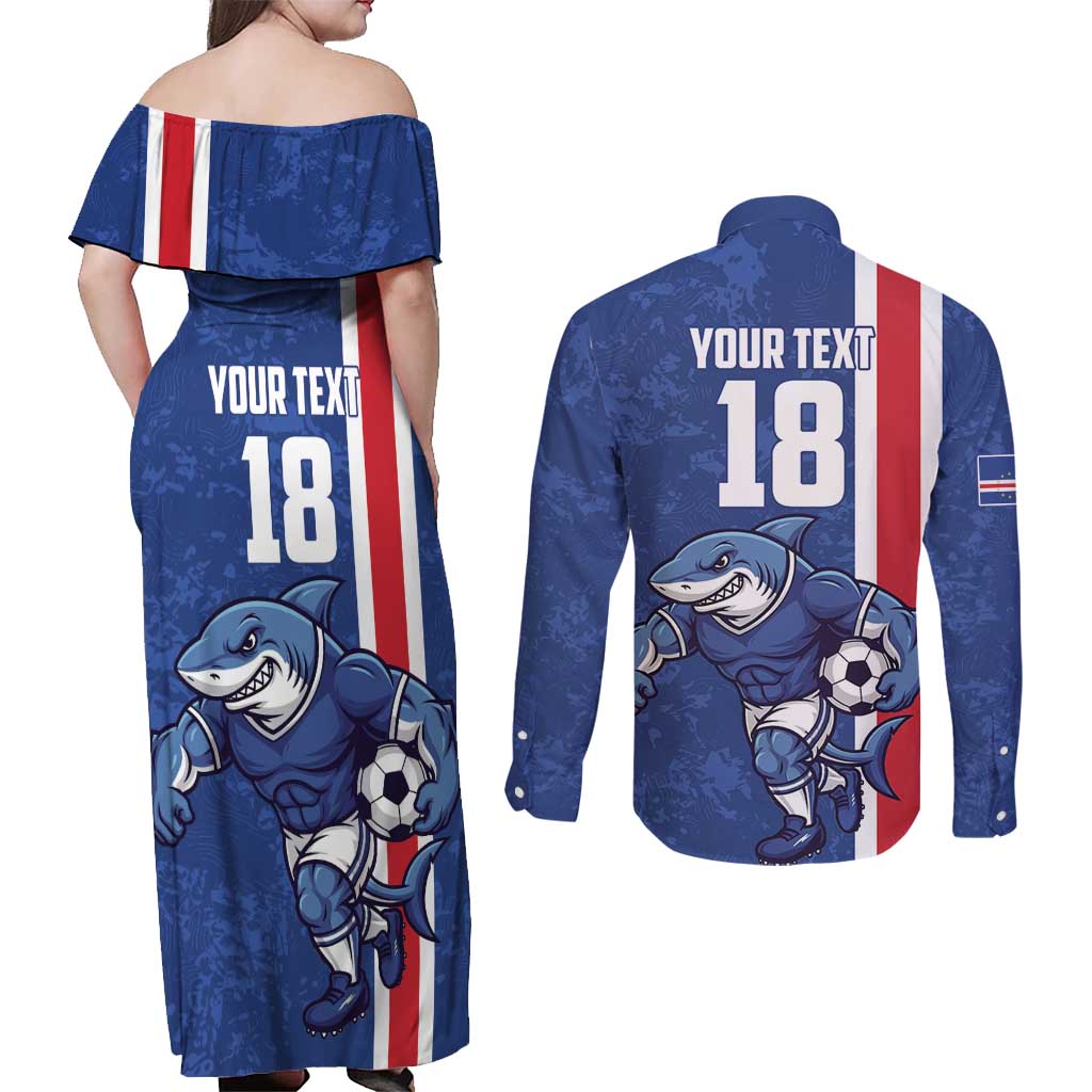 Cape Verde Football Custom Couples Matching Off Shoulder Maxi Dress and Long Sleeve Button Shirt Pride Of The Islands - Wonder Print Shop