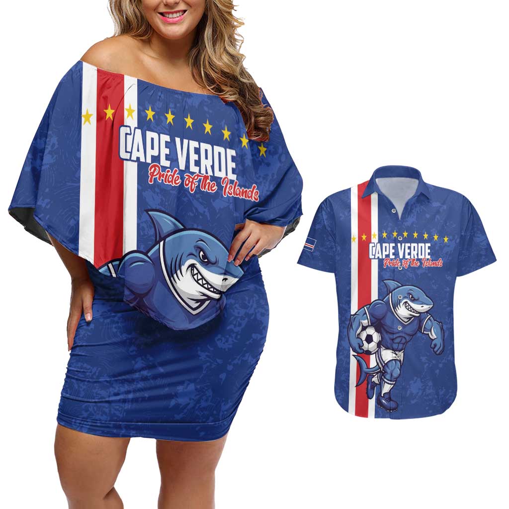 Cape Verde Football Custom Couples Matching Off Shoulder Short Dress and Hawaiian Shirt Pride Of The Islands - Wonder Print Shop