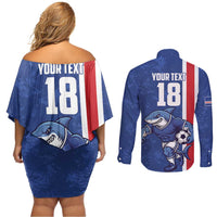 Cape Verde Football Custom Couples Matching Off Shoulder Short Dress and Long Sleeve Button Shirt Pride Of The Islands - Wonder Print Shop