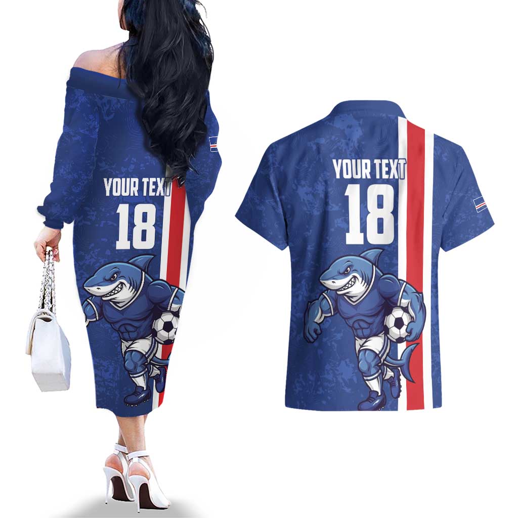 Cape Verde Football Custom Couples Matching Off The Shoulder Long Sleeve Dress and Hawaiian Shirt Pride Of The Islands - Wonder Print Shop