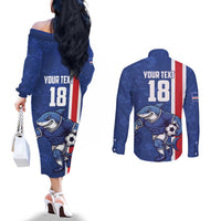 Cape Verde Football Custom Couples Matching Off The Shoulder Long Sleeve Dress and Long Sleeve Button Shirt Pride Of The Islands - Wonder Print Shop