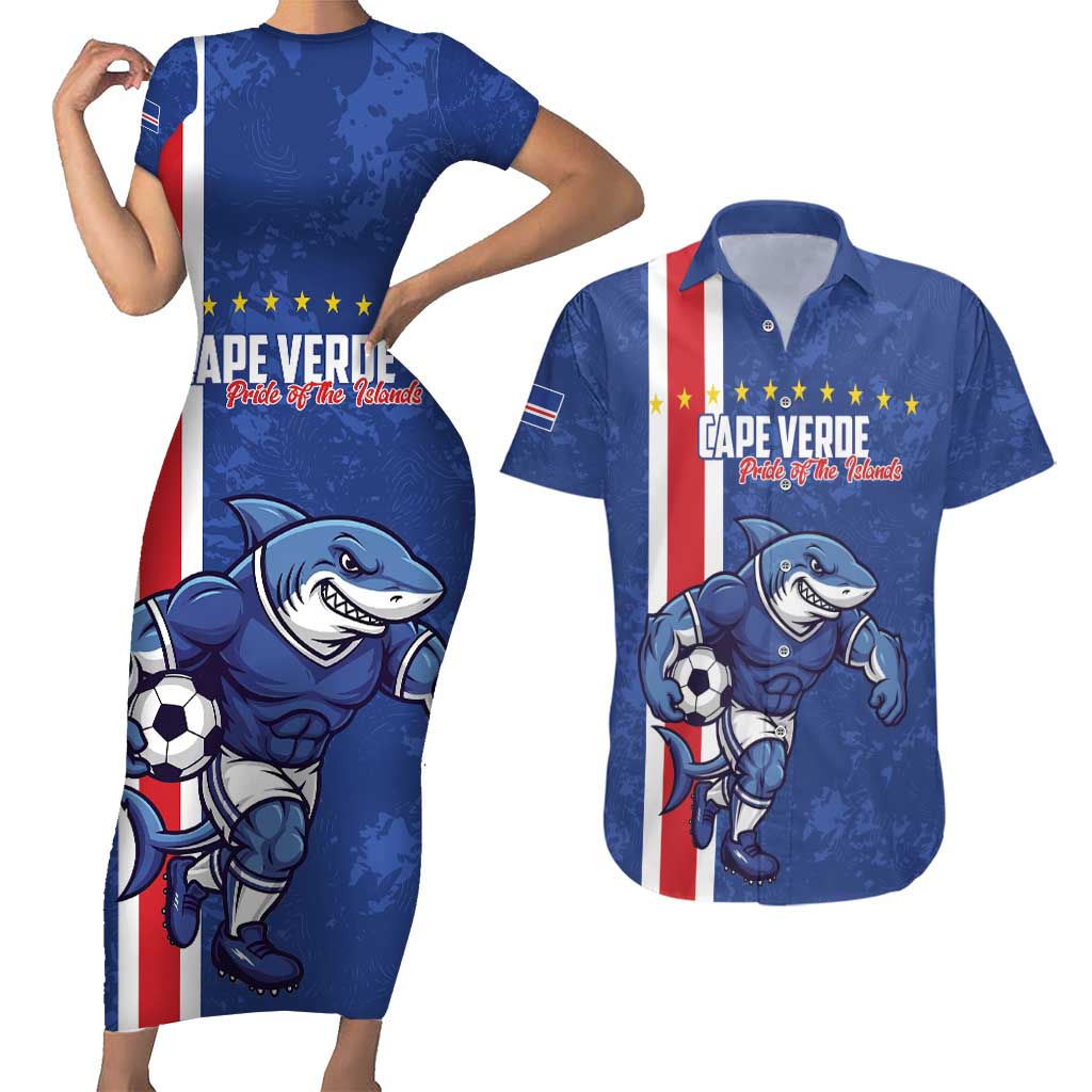 Cape Verde Football Custom Couples Matching Short Sleeve Bodycon Dress and Hawaiian Shirt Pride Of The Islands - Wonder Print Shop