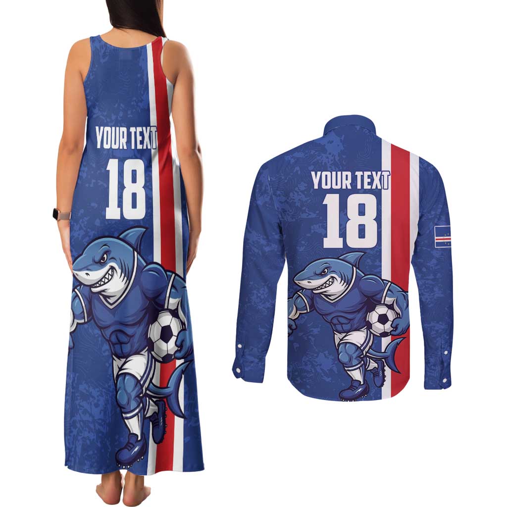 Cape Verde Football Custom Couples Matching Tank Maxi Dress and Long Sleeve Button Shirt Pride Of The Islands - Wonder Print Shop