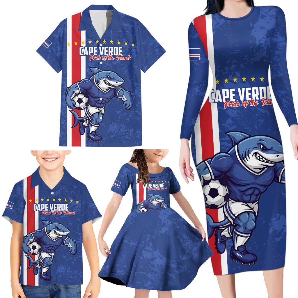 Cape Verde Football Custom Family Matching Long Sleeve Bodycon Dress and Hawaiian Shirt Pride Of The Islands - Wonder Print Shop