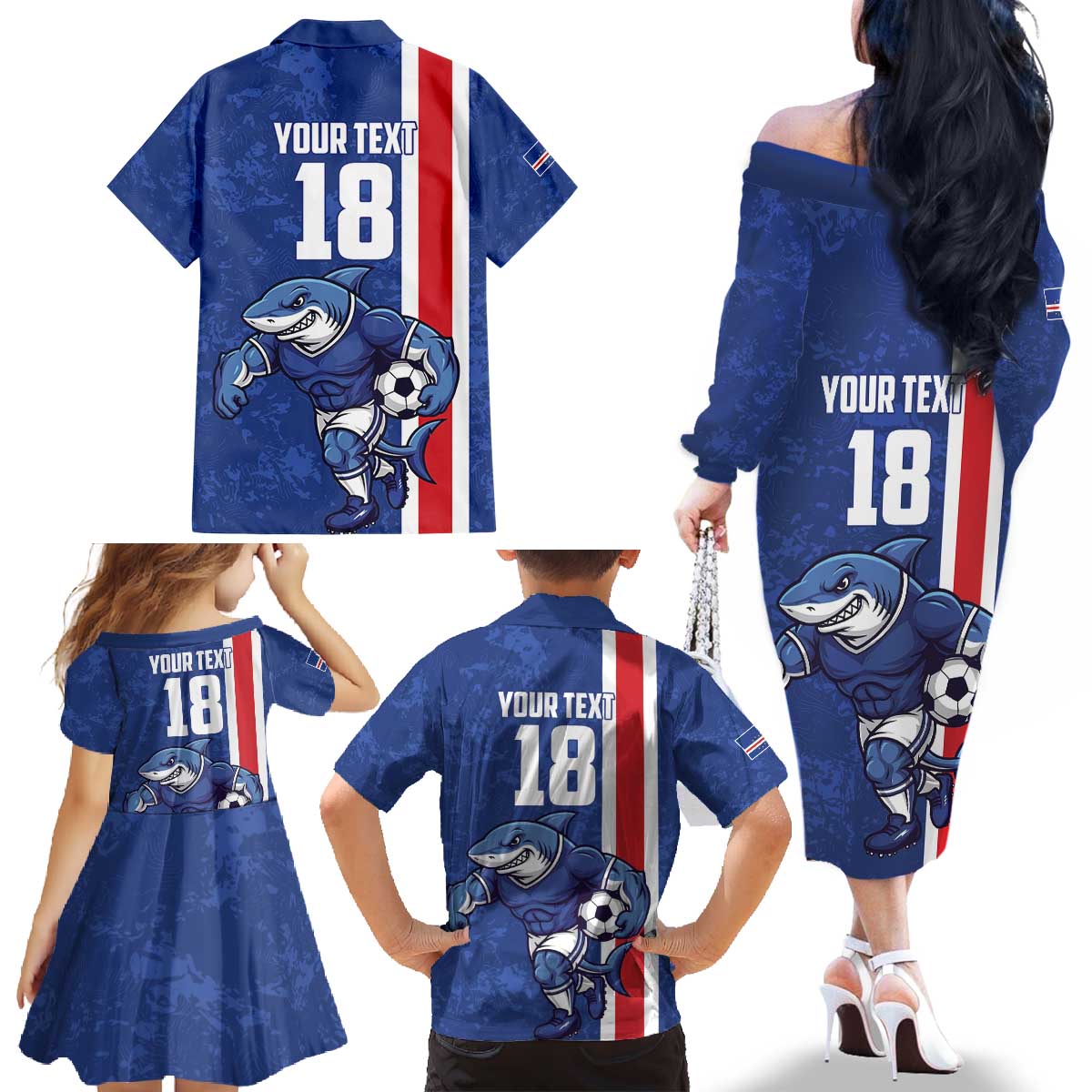 Cape Verde Football Custom Family Matching Off The Shoulder Long Sleeve Dress and Hawaiian Shirt Pride Of The Islands - Wonder Print Shop