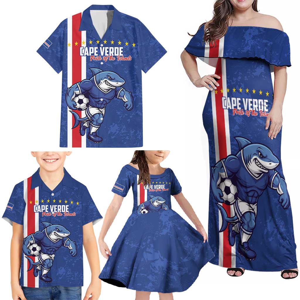 Cape Verde Football Custom Family Matching Off Shoulder Maxi Dress and Hawaiian Shirt Pride Of The Islands - Wonder Print Shop