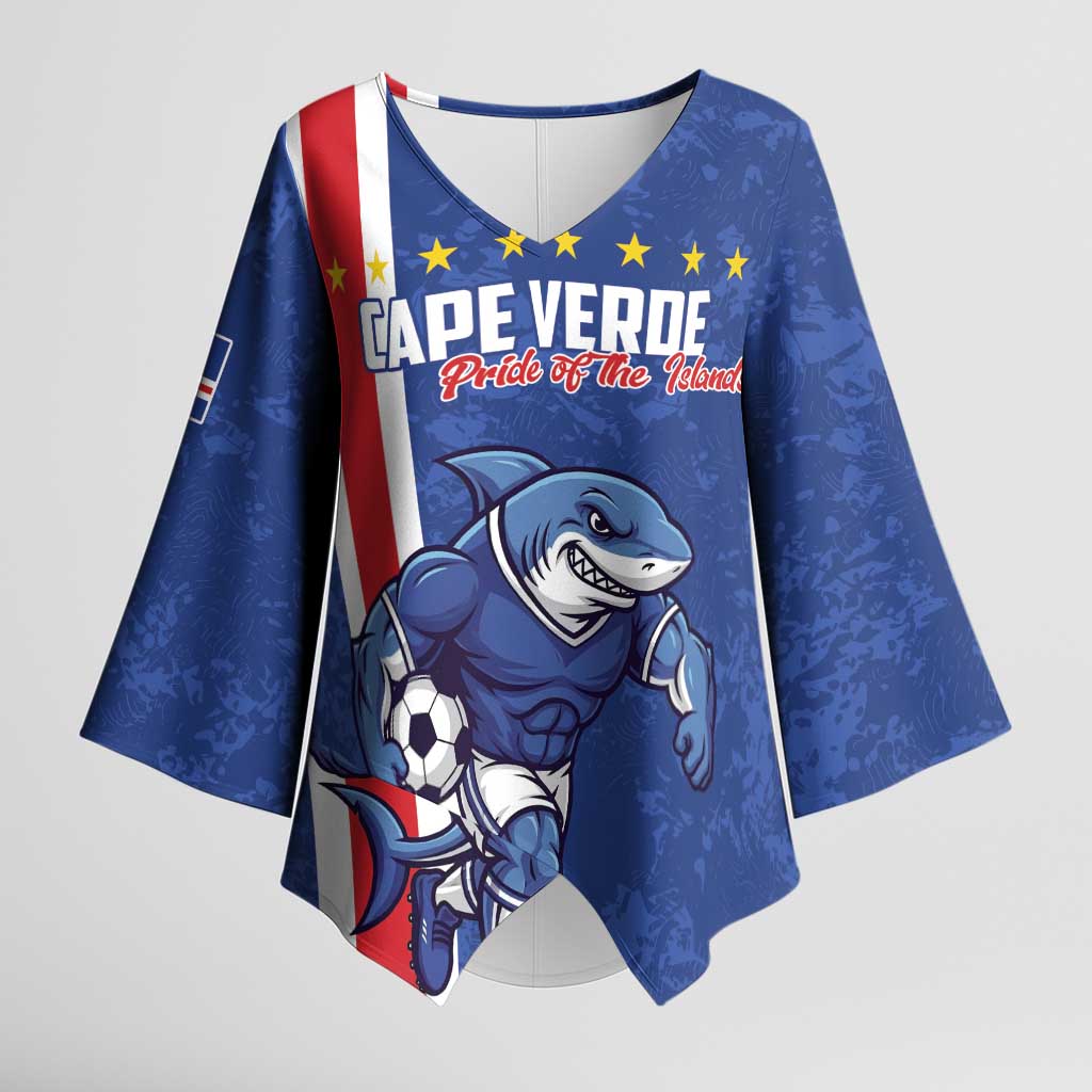 Cape Verde Football Custom Kimono Sleeve Blouse Pride Of The Islands - Wonder Print Shop