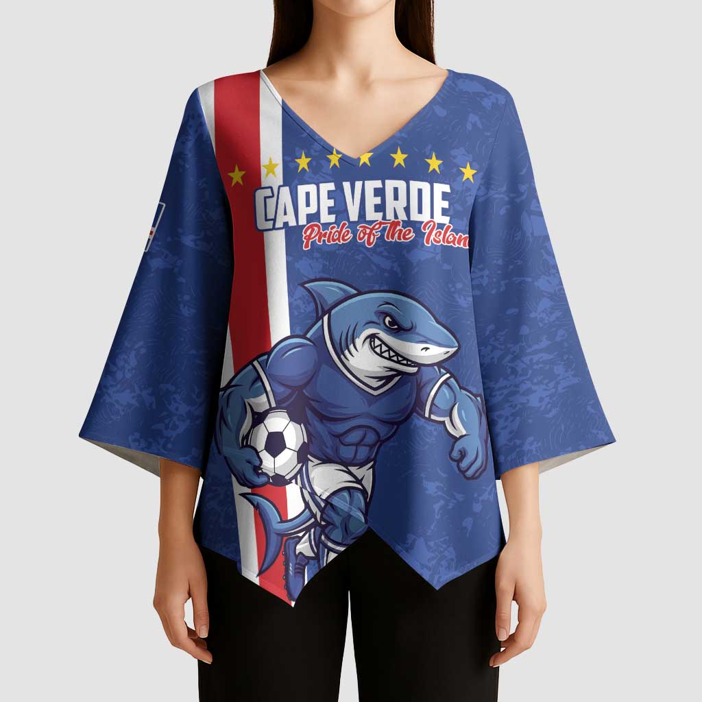 Cape Verde Football Custom Kimono Sleeve Blouse Pride Of The Islands - Wonder Print Shop