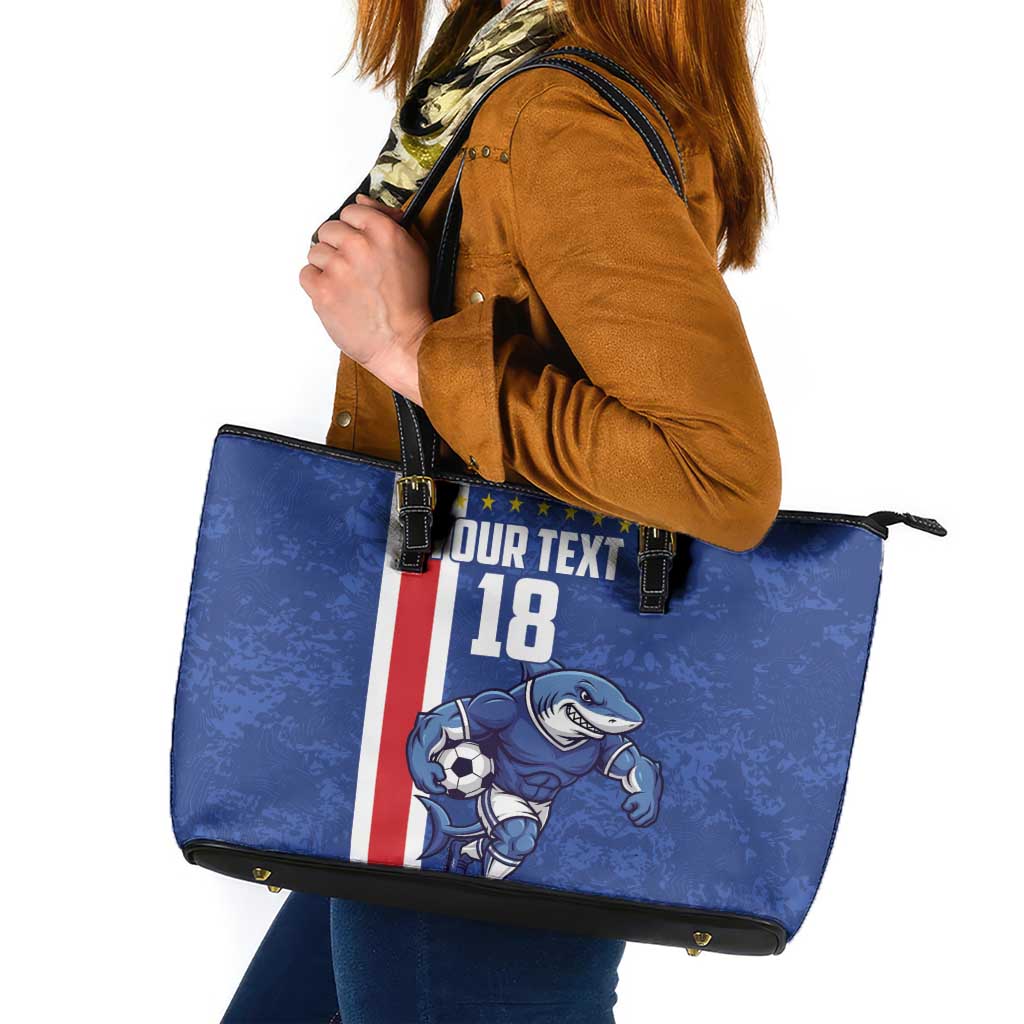 Cape Verde Football Custom Leather Tote Bag Pride Of The Islands - Wonder Print Shop