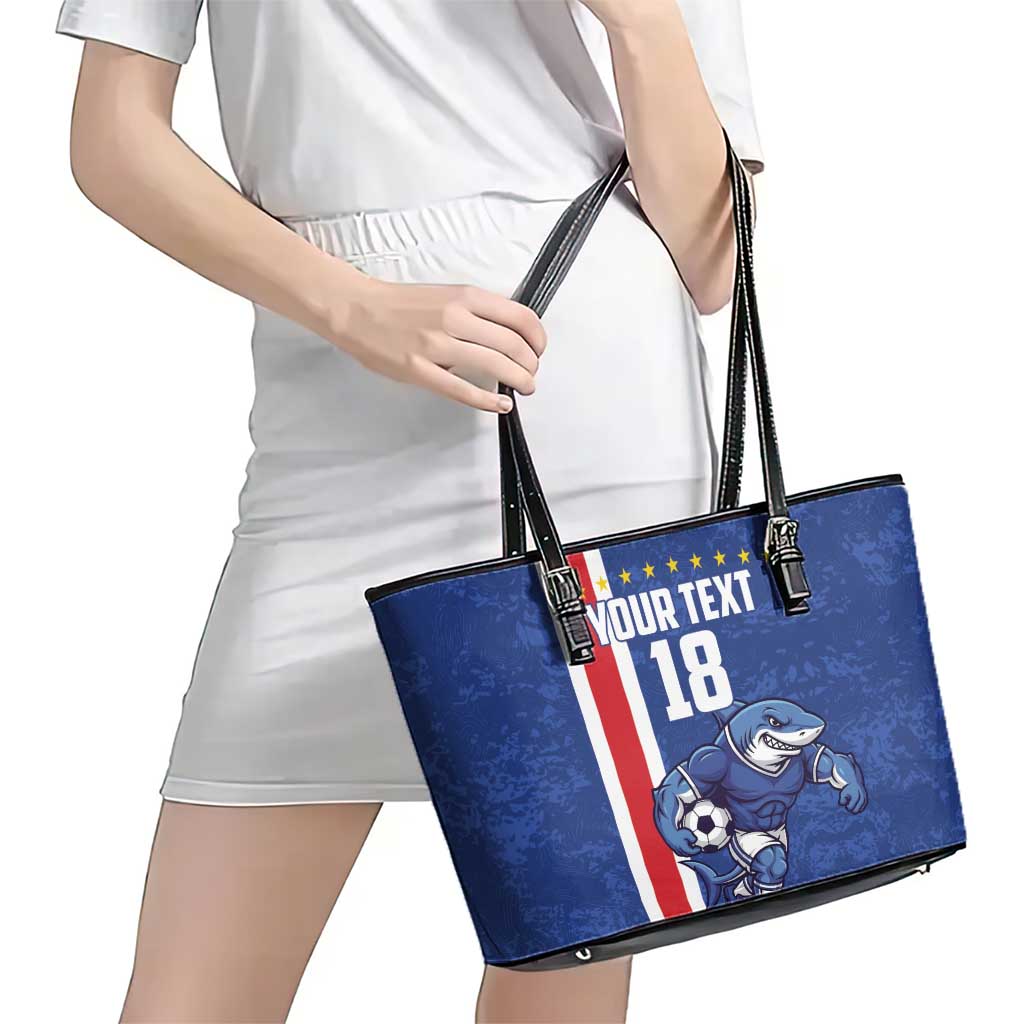 Cape Verde Football Custom Leather Tote Bag Pride Of The Islands - Wonder Print Shop