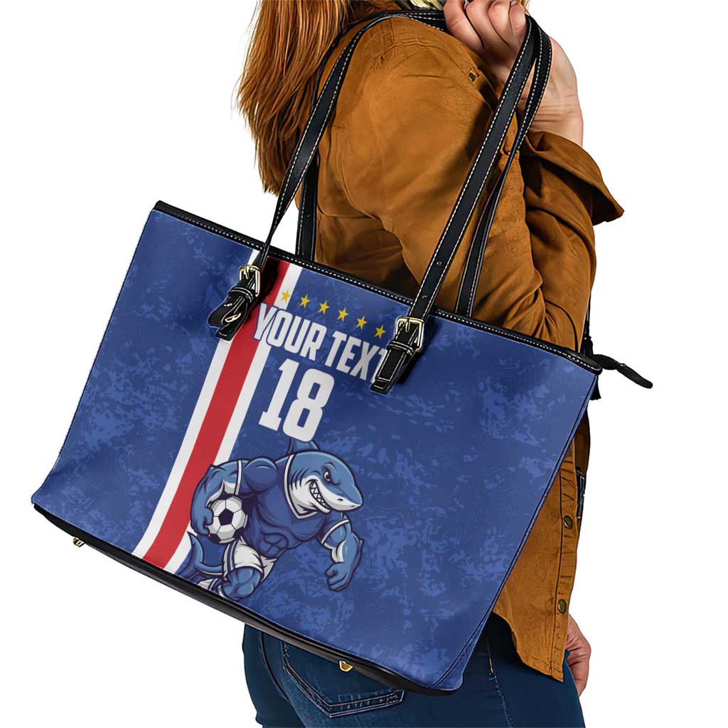 Cape Verde Football Custom Leather Tote Bag Pride Of The Islands - Wonder Print Shop