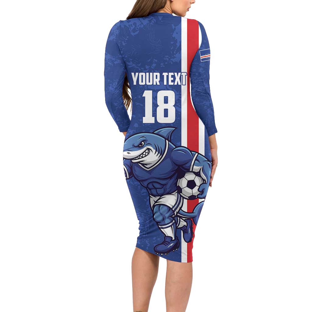 Cape Verde Football Custom Long Sleeve Bodycon Dress Pride Of The Islands - Wonder Print Shop