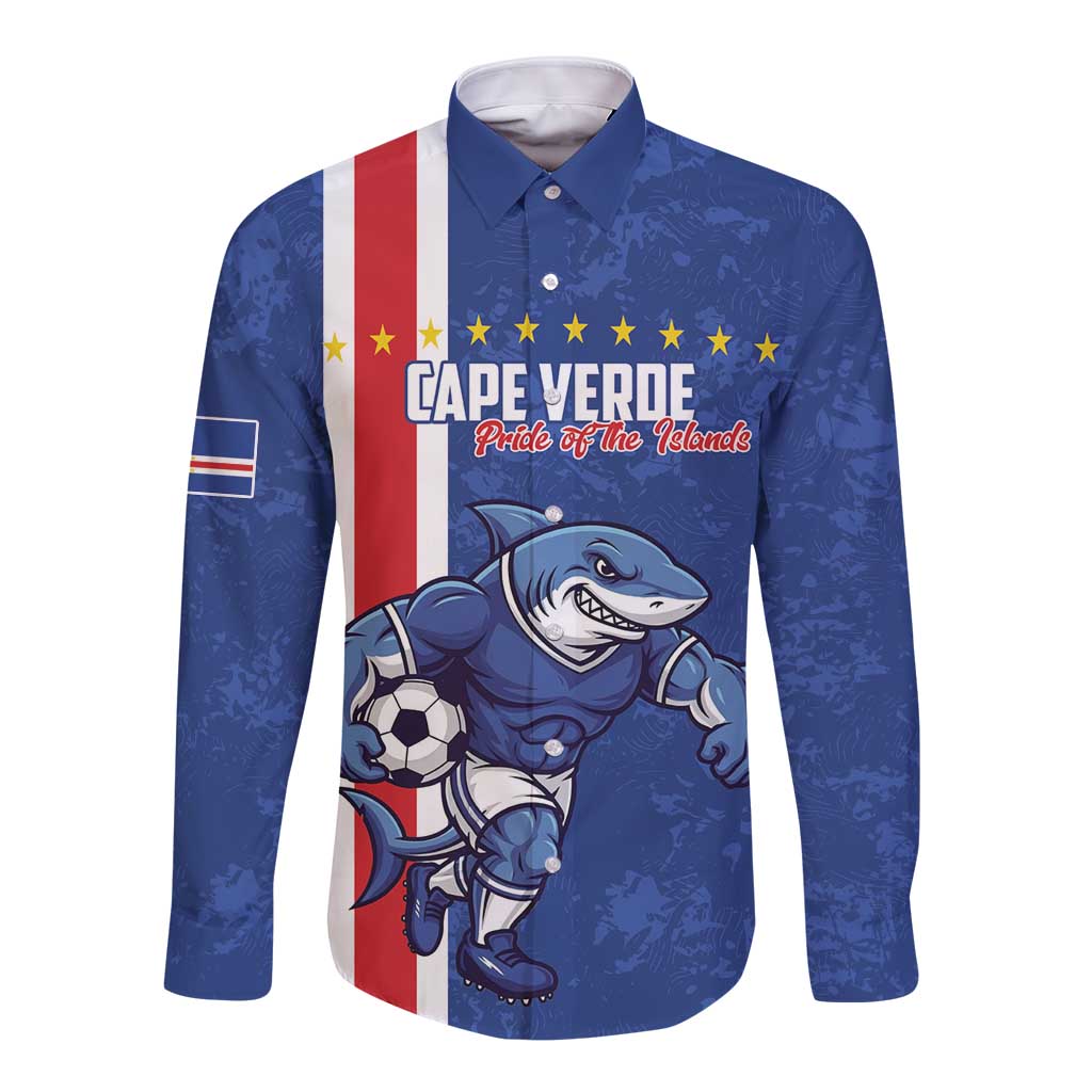 Cape Verde Football Custom Long Sleeve Button Shirt Pride Of The Islands - Wonder Print Shop