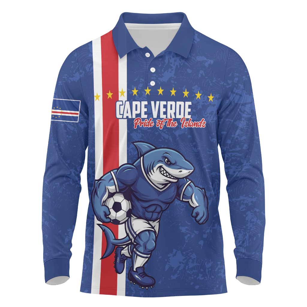 Cape Verde Football Custom Long Sleeve Polo Shirt Pride Of The Islands - Wonder Print Shop