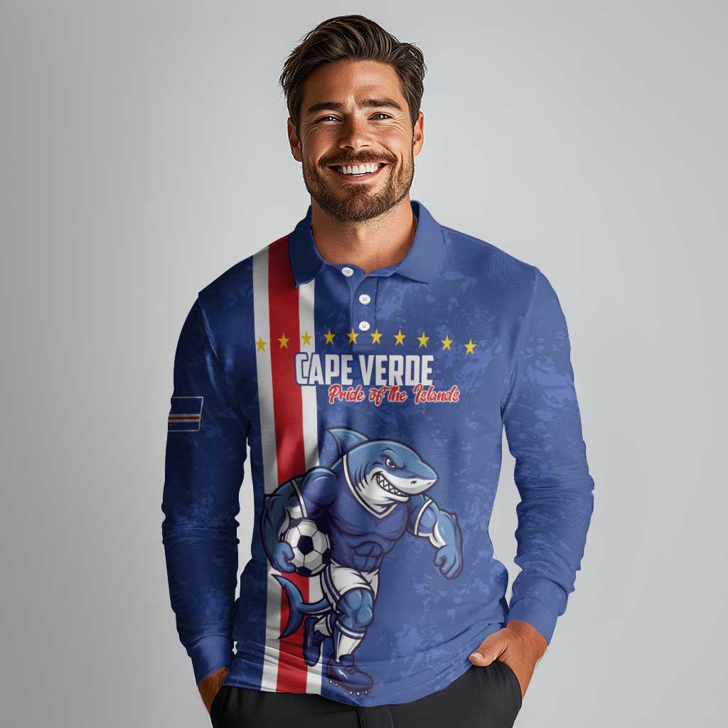 Cape Verde Football Custom Long Sleeve Polo Shirt Pride Of The Islands - Wonder Print Shop