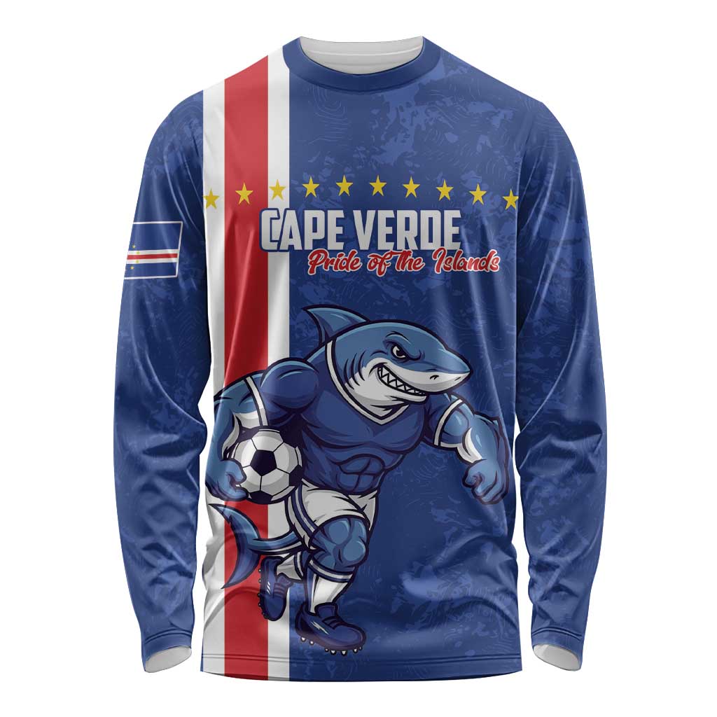 Cape Verde Football Custom Long Sleeve Shirt Pride Of The Islands - Wonder Print Shop