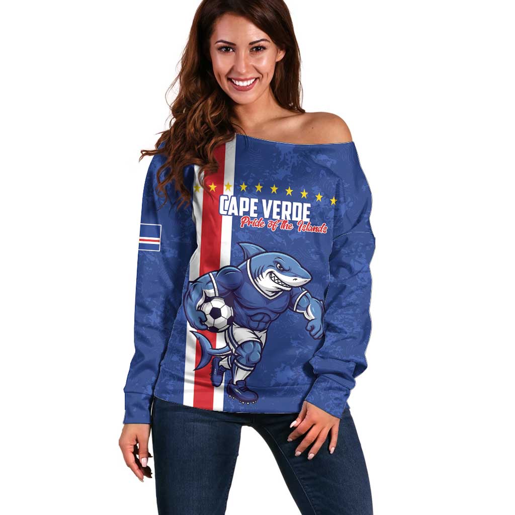 Cape Verde Football Custom Off Shoulder Sweater Pride Of The Islands - Wonder Print Shop
