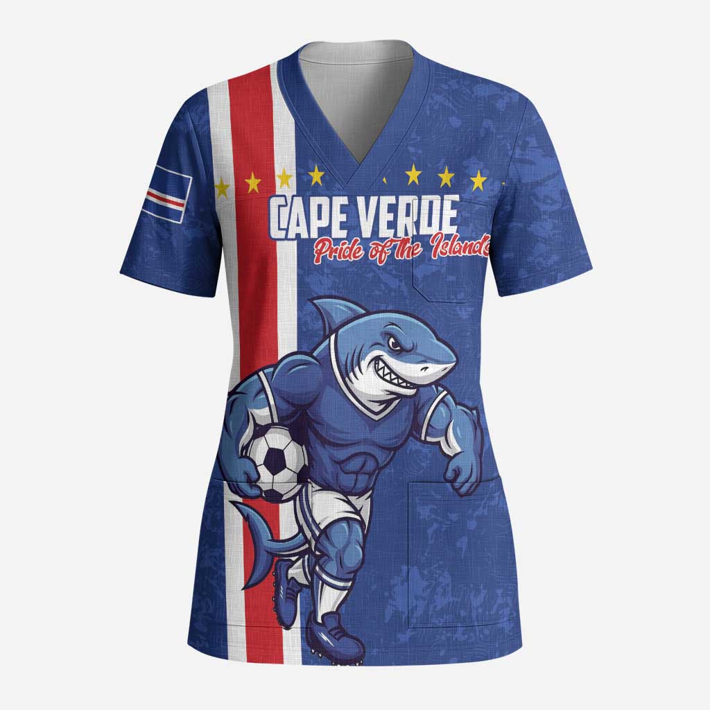 Cape Verde Football Custom Scrub Top Pride Of The Islands - Wonder Print Shop