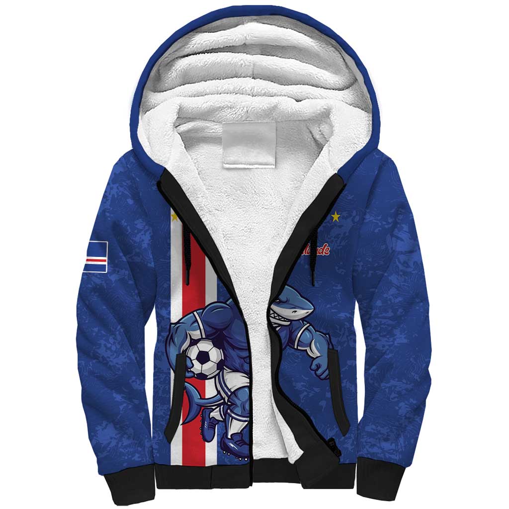 Cape Verde Football Custom Sherpa Hoodie Pride Of The Islands - Wonder Print Shop
