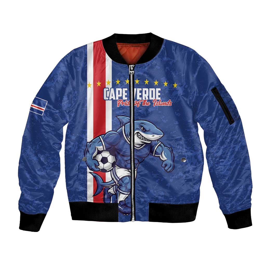 Cape Verde Football Custom Sleeve Zip Bomber Jacket Pride Of The Islands - Wonder Print Shop