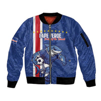 Cape Verde Football Custom Sleeve Zip Bomber Jacket Pride Of The Islands - Wonder Print Shop