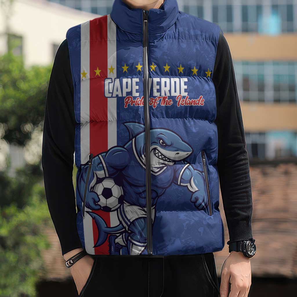 Cape Verde Football Custom Sleeveless Puffer Jacket Pride Of The Islands - Wonder Print Shop