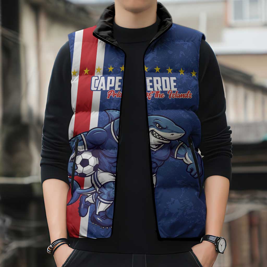 Cape Verde Football Custom Sleeveless Puffer Jacket Pride Of The Islands - Wonder Print Shop