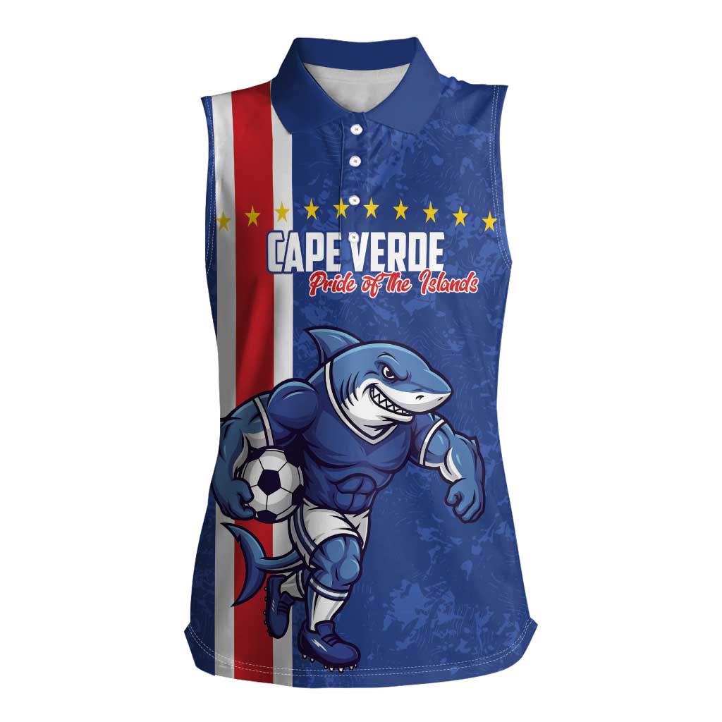 Cape Verde Football Custom Women Sleeveless Polo Shirt Pride Of The Islands - Wonder Print Shop