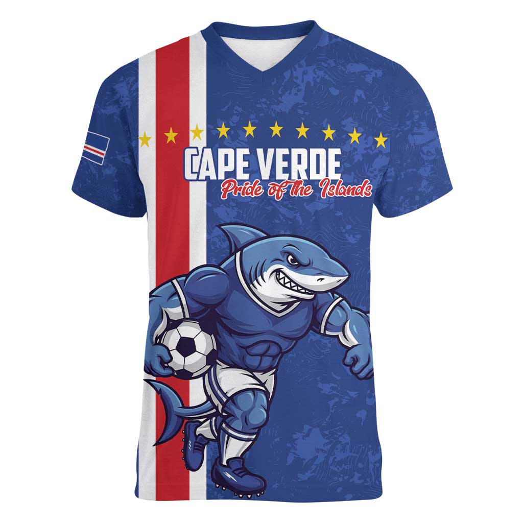 Cape Verde Football Custom Women V-Neck T-Shirt Pride Of The Islands - Wonder Print Shop