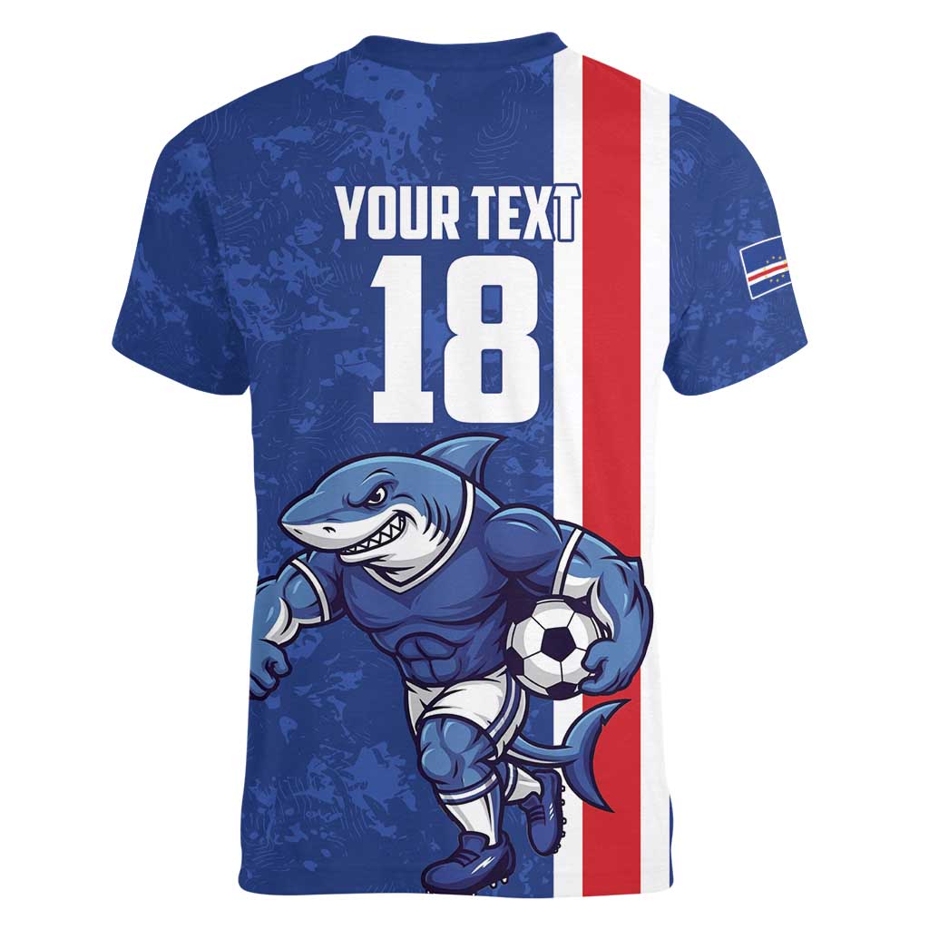 Cape Verde Football Custom Women V-Neck T-Shirt Pride Of The Islands - Wonder Print Shop