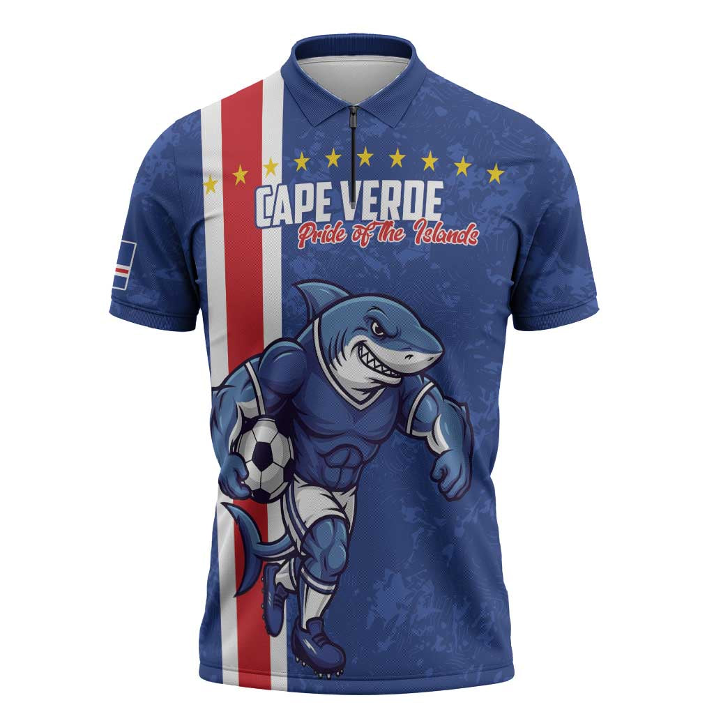 Cape Verde Football Custom Zipper Polo Shirt Pride Of The Islands - Wonder Print Shop