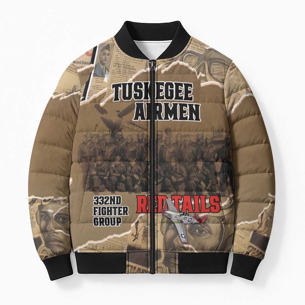 Tuskegee Airmen Tribute Bomber Puffer Jacket Black History Air Force - Wonder Print Shop
