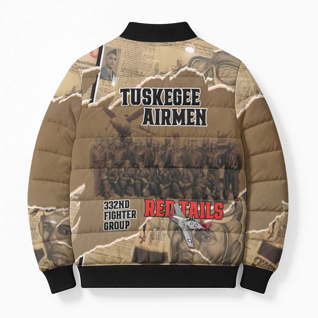 Tuskegee Airmen Tribute Bomber Puffer Jacket Black History Air Force - Wonder Print Shop