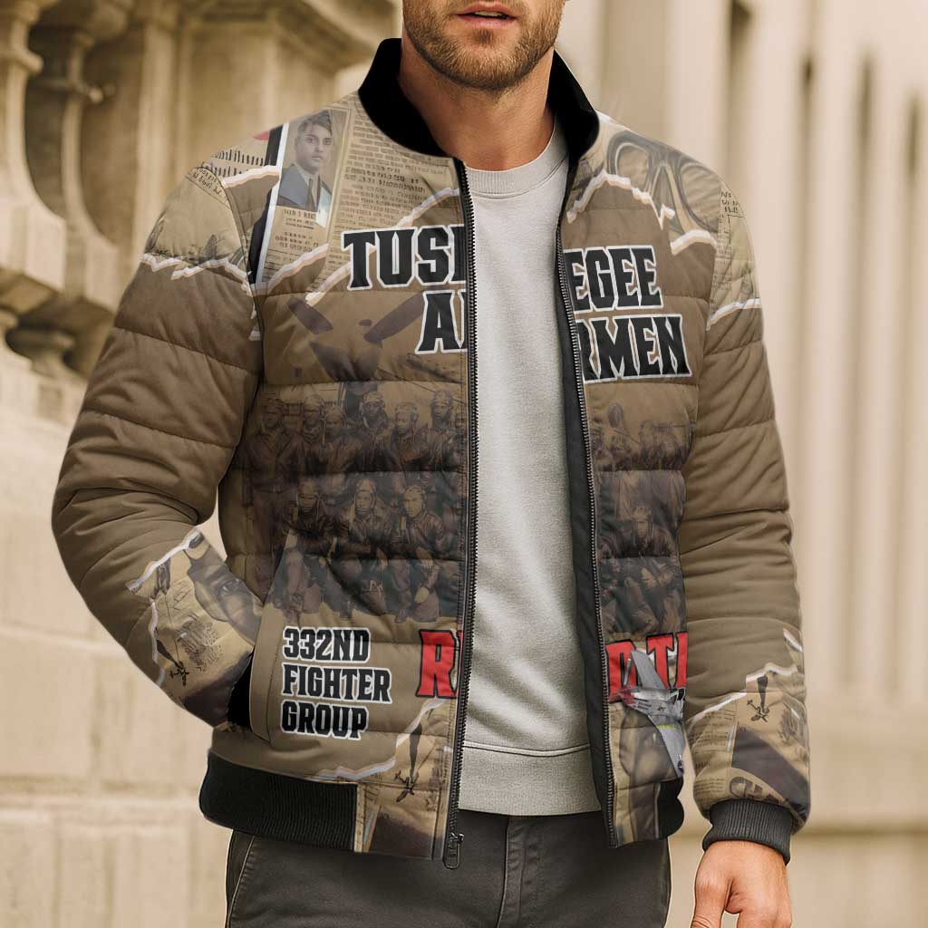 Tuskegee Airmen Tribute Bomber Puffer Jacket Black History Air Force - Wonder Print Shop
