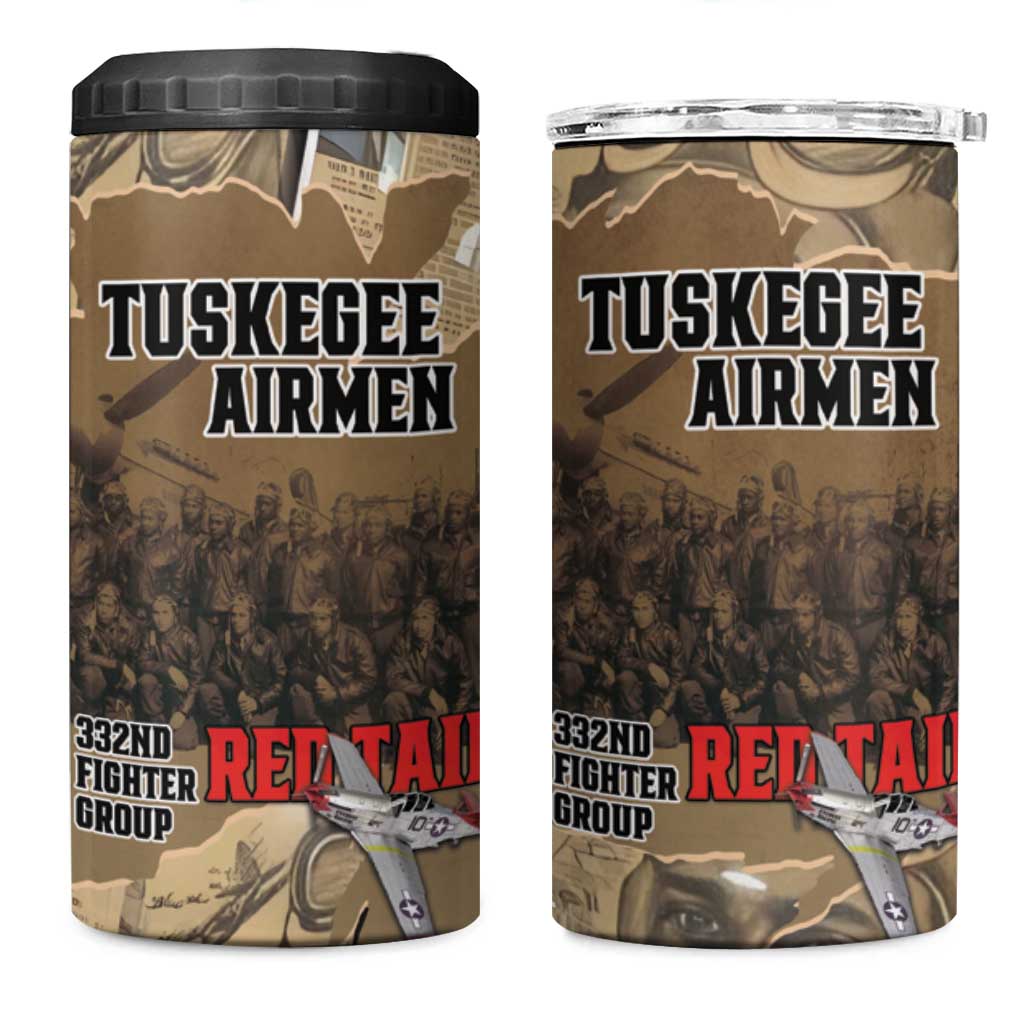 Tuskegee Airmen Tribute 4 in 1 Can Cooler Tumbler Black History Air Force - Wonder Print Shop