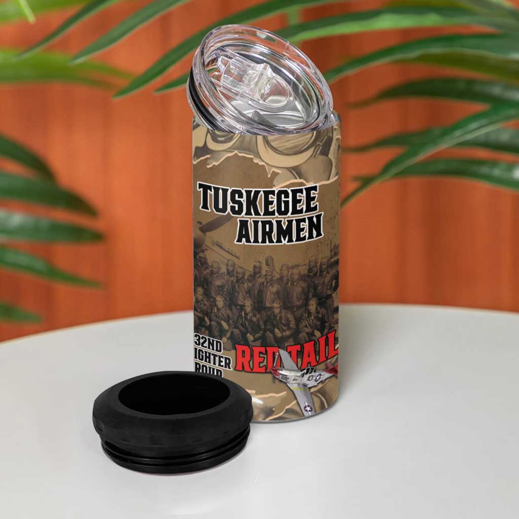Tuskegee Airmen Tribute 4 in 1 Can Cooler Tumbler Black History Air Force - Wonder Print Shop